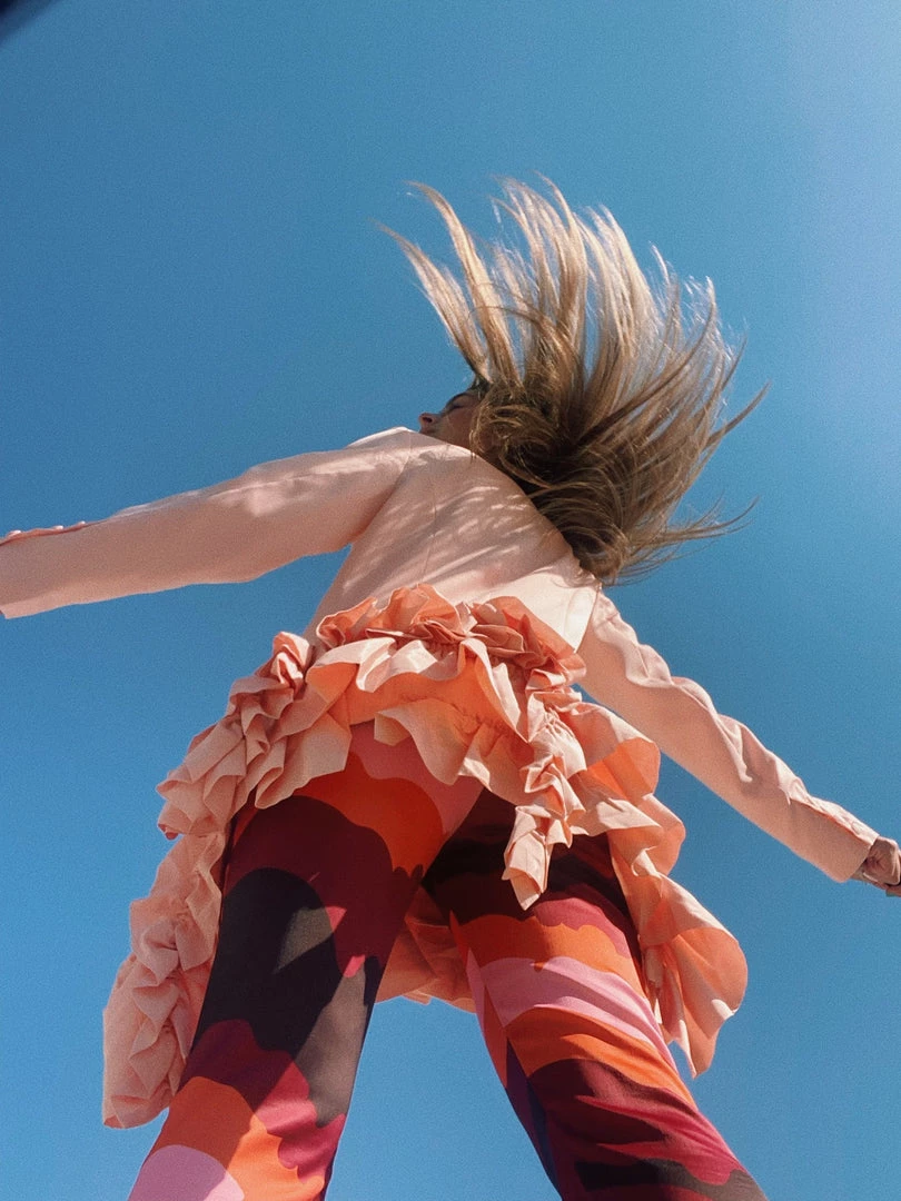 Au Darling Pink Ruffle Detail Blazer Clothing
