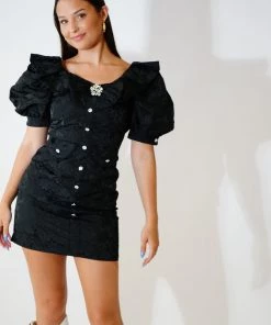 Sister Jane Black Brocade Mini Dress Clothing