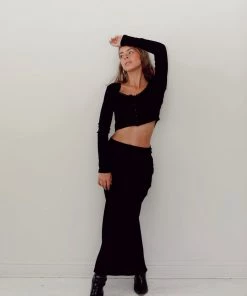 Au Darling Clothing Lace Edge Ribbed Top