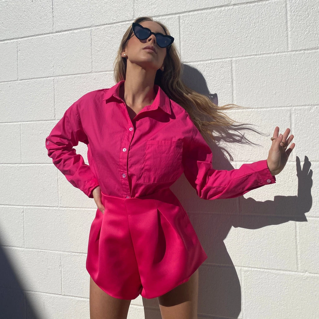 Au Darling Hot Pink Button Down Top