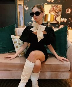 Sister Jane Clothing Black & White Jacquard Mini Dress