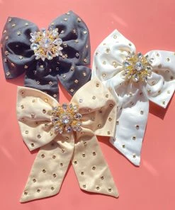 Au Darling Accessories Rhinestone Satin Hair Bow