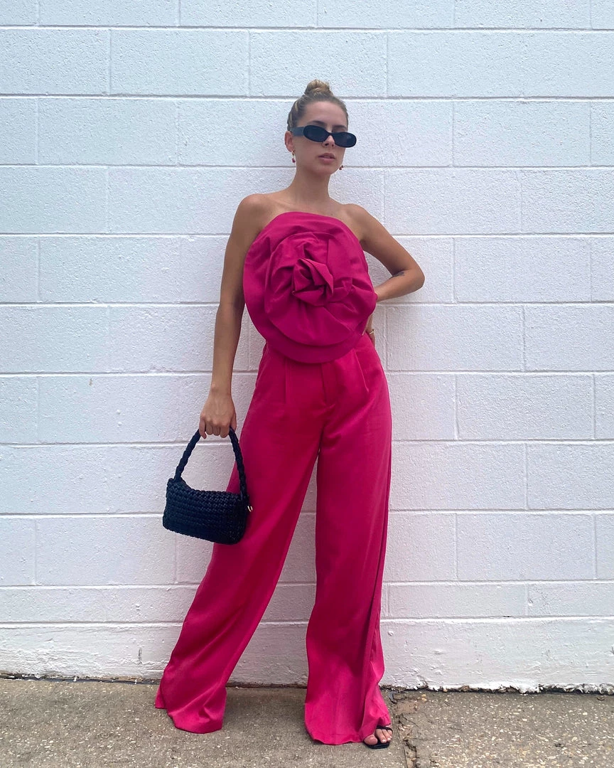 Au Darling New Arrivals Fuchsia Rose Strapless Top