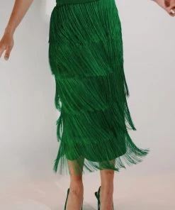Au Darling Clothing Shake Up Green Fringed Skirt