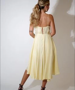 Au Darling Andie Yellow Midi Dress Clothing