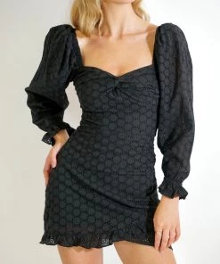 Au Darling Black Eyelet Dress Clothing