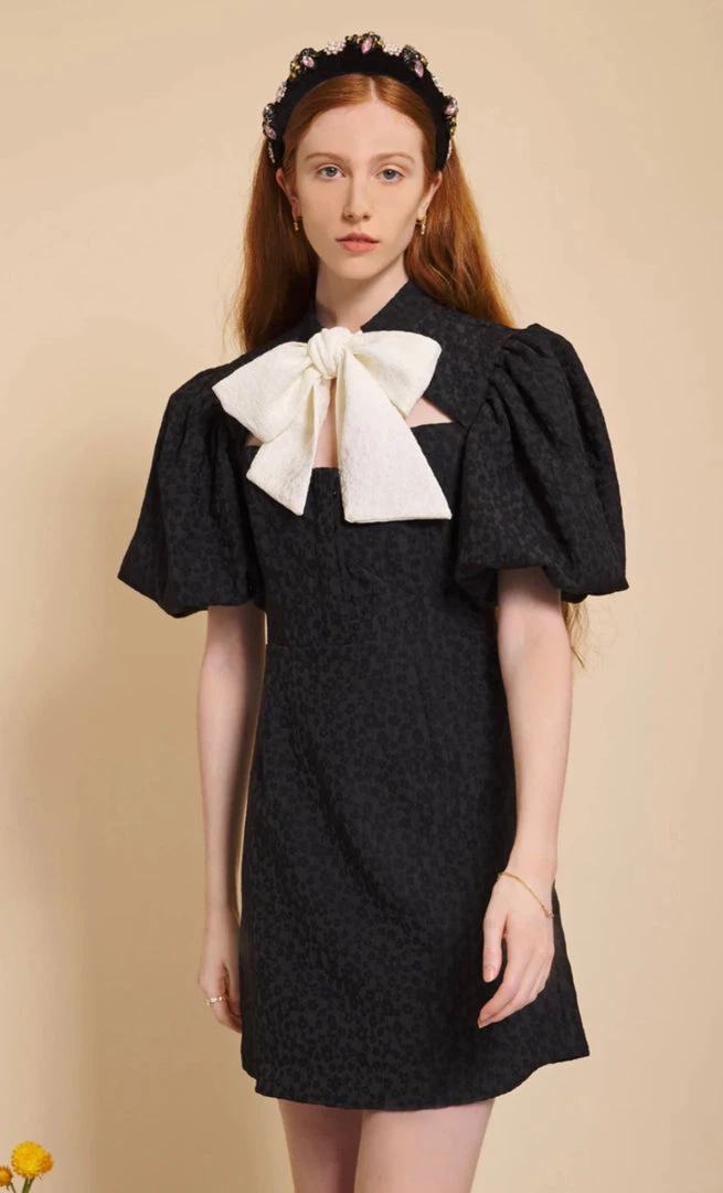 Sister Jane Clothing Black & White Jacquard Mini Dress