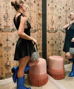 Au Darling Isabella Deep V Mini Dress Clothing