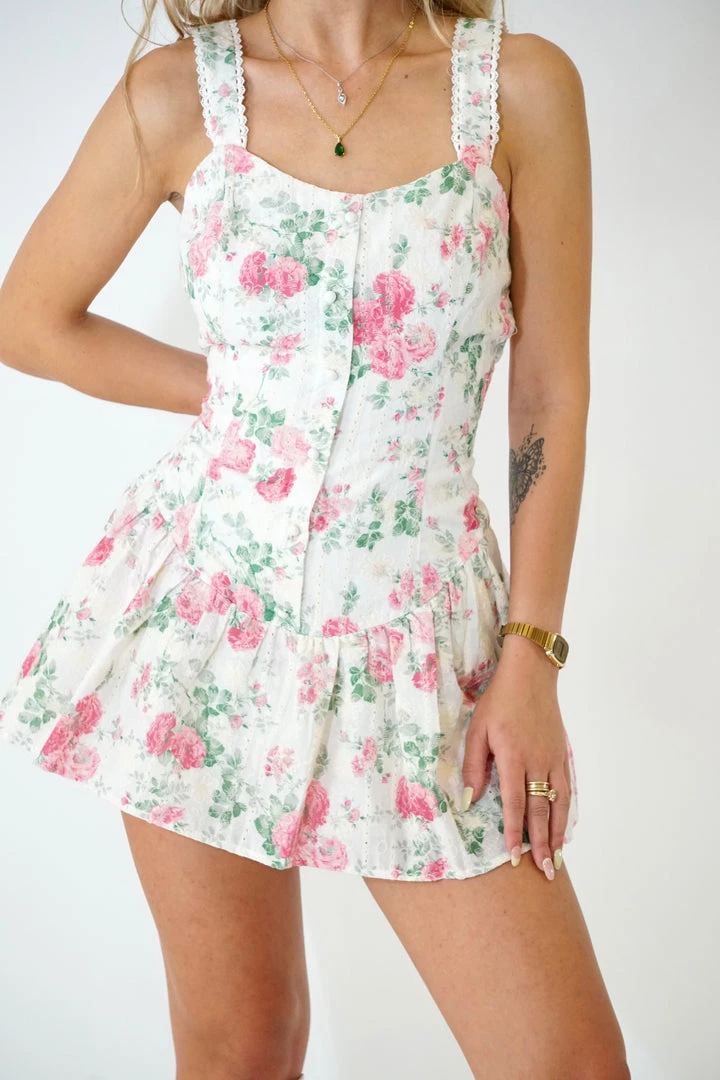 Au Darling Clothing Pink Floral Romper Dress