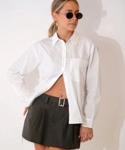 Au Darling Crisp White Button Down Shirt Clothing