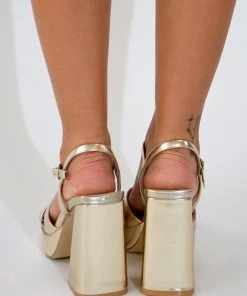 Au Darling Metallic Gold Sandal Heels