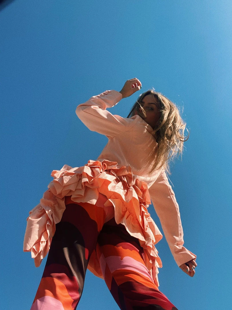 Au Darling Pink Ruffle Detail Blazer Clothing