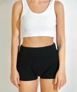 Au Darling Black Festival Knit Mini Short Clothing