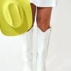 Au Darling White Mid Calf Cowboy Boots