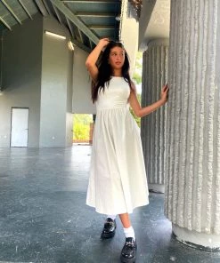 Au Darling Madeline White Midi Dress Clothing