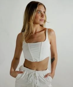 Au Darling White Athletic Corset Top Clothing