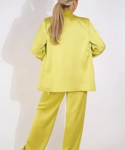 Au Darling Clothing Chartreuse Satin Suit Trousers