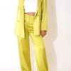 Au Darling Clothing Chartreuse Satin Suit Trousers