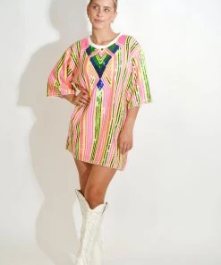 Au Darling Pink Sequin T-shirt Dress Clothing